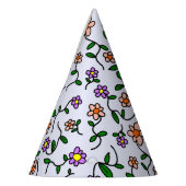 花カラフル花、花の柄、緑、ぼほ パーティーハット (左)