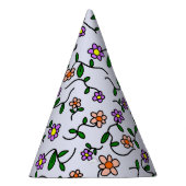 花カラフル花、花の柄、緑、ぼほ パーティーハット (右)