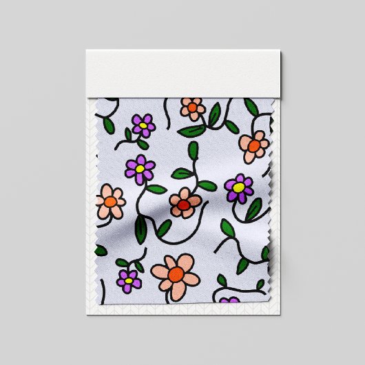 花カラフル花、花の柄、緑、ぼほ ファブリック