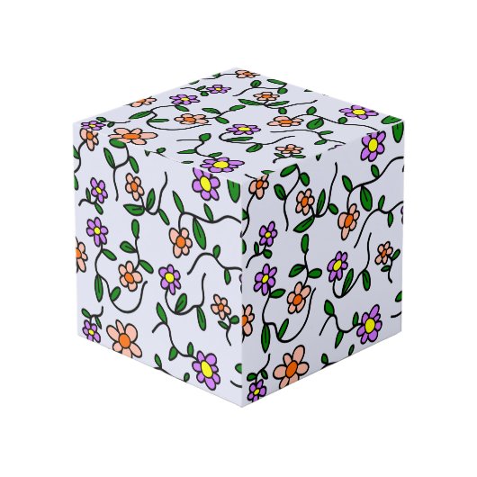 花カラフル花、花の柄、緑、ぼほ フォトキューブ (正面アングル)