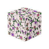 花カラフル花、花の柄、緑、ぼほ フォトキューブ (裏面アングル)