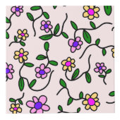 花カラフル花、花の柄、緑、ぼほ フォトキューブ (正面)