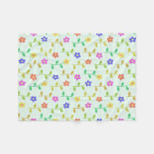 花カラフル花、花の柄、緑、ぼほ フリースブランケット (正面(横))