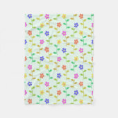 花カラフル花、花の柄、緑、ぼほ フリースブランケット (正面)