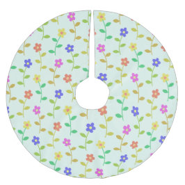 花カラフル花、花の柄、緑、ぼほ ブラッシュドポリエステルツリースカート