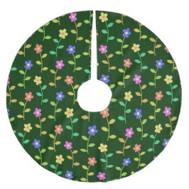 花カラフル花、花の柄、緑、ぼほ ブラッシュドポリエステルツリースカート