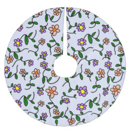 花カラフル花、花の柄、緑、ぼほ ブラッシュドポリエステルツリースカート