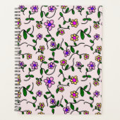 花カラフル花、花の柄、緑、ぼほ プランナー手帳 (正面)