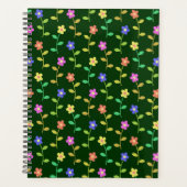 花カラフル花、花の柄、緑、ぼほ プランナー手帳 (正面)