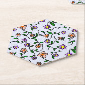 花カラフル花、花の柄、緑、ぼほ ペーパーコースター (アングル)