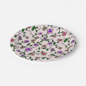 花カラフル花、花の柄、緑、ぼほ ペーパープレート (アングル)