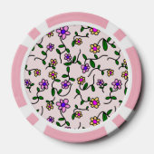 花カラフル花、花の柄、緑、ぼほ ポーカーチップ (裏面)