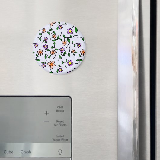 花カラフル花、花の柄、緑、ぼほ マグネット (インサイチュ (冷蔵庫))