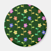 花カラフル花、花の柄、緑、ぼほ マグネット (正面)