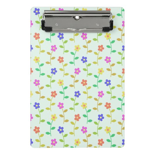 花カラフル花、花の柄、緑、ぼほ ミニクリップボード (正面)