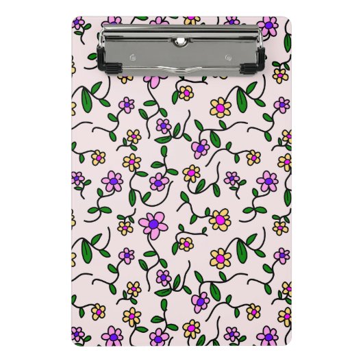 花カラフル花、花の柄、緑、ぼほ ミニクリップボード (正面)