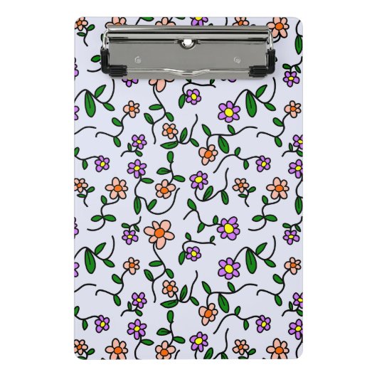 花カラフル花、花の柄、緑、ぼほ ミニクリップボード (正面)