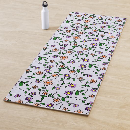 花カラフル花、花の柄、緑、ぼほ ヨガマット (インサイチュ)