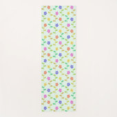 花カラフル花、花の柄、緑、ぼほ ヨガマット (正面)