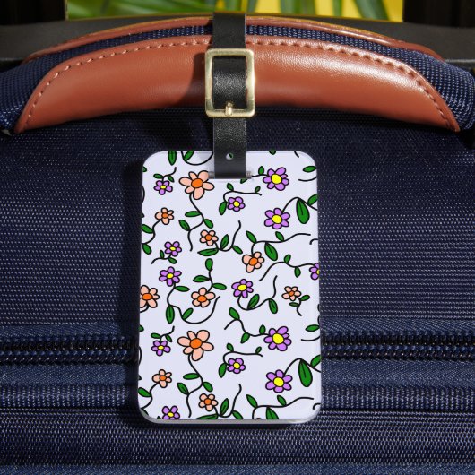 花カラフル花、花の柄、緑、ぼほ ラゲッジタグ (正面インサイチュ2)