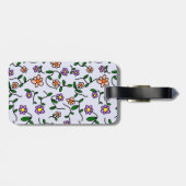 花カラフル花、花の柄、緑、ぼほ ラゲッジタグ (裏面横)