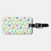 花カラフル花、花の柄、緑、ぼほ ラゲッジタグ (正面横)