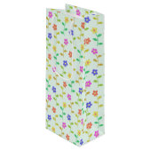 花カラフル花、花の柄、緑、ぼほ ワインギフトバッグ (正面アングル)