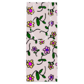 花カラフル花、花の柄、緑、ぼほ ワインギフトバッグ (裏面)