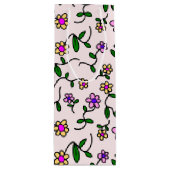 花カラフル花、花の柄、緑、ぼほ ワインギフトバッグ (正面)