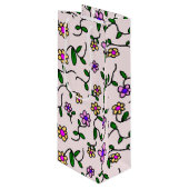 花カラフル花、花の柄、緑、ぼほ ワインギフトバッグ (正面アングル)