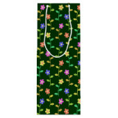 花カラフル花、花の柄、緑、ぼほ ワインギフトバッグ (裏面)