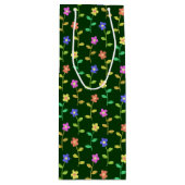 花カラフル花、花の柄、緑、ぼほ ワインギフトバッグ (正面)