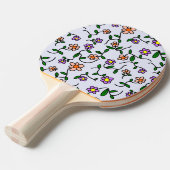花カラフル花、花の柄、緑、ぼほ 卓球ラケット (正面アングル)