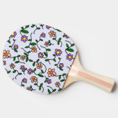 花カラフル花、花の柄、緑、ぼほ 卓球ラケット (横)