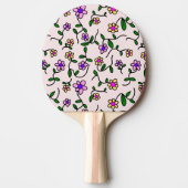 花カラフル花、花の柄、緑、ぼほ 卓球ラケット (正面)
