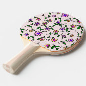 花カラフル花、花の柄、緑、ぼほ 卓球ラケット (正面アングル)