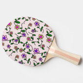 花カラフル花、花の柄、緑、ぼほ 卓球ラケット (横)