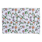 花カラフル花、花の柄、緑、ぼほ 枕カバー (正面)