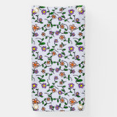 花カラフル花、花の柄、緑、ぼほ 横断幕 (縦)