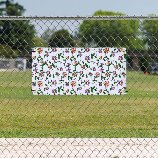 花カラフル花、花の柄、緑、ぼほ 横断幕 (インサイチュ)