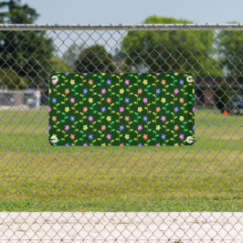 花カラフル花、花の柄、緑、ぼほ 横断幕