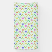 花カラフル花、花の柄、緑、ぼほ 横断幕 (縦)