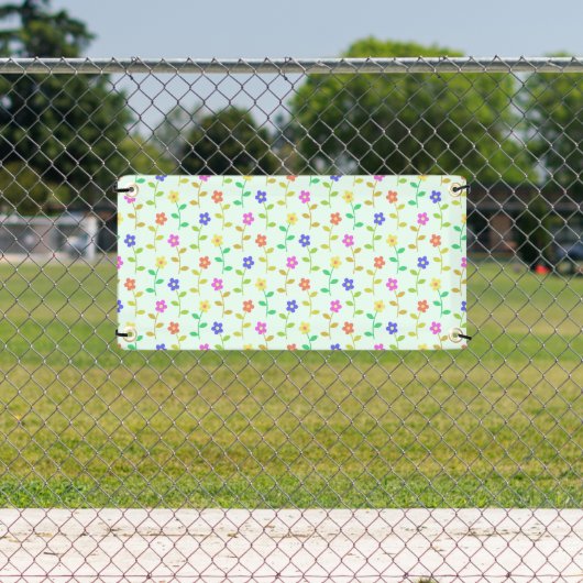 花カラフル花、花の柄、緑、ぼほ 横断幕 (インサイチュ)