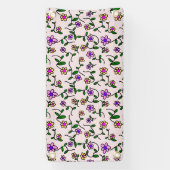 花カラフル花、花の柄、緑、ぼほ 横断幕 (縦)