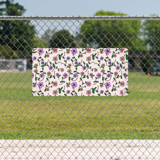 花カラフル花、花の柄、緑、ぼほ 横断幕 (インサイチュ)