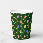花カラフル花、花の柄、緑、ぼほ 紙コップ (右)
