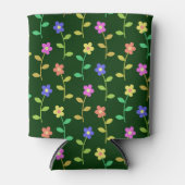 花カラフル花、花の柄、緑、ぼほ 缶クーラー (正面)