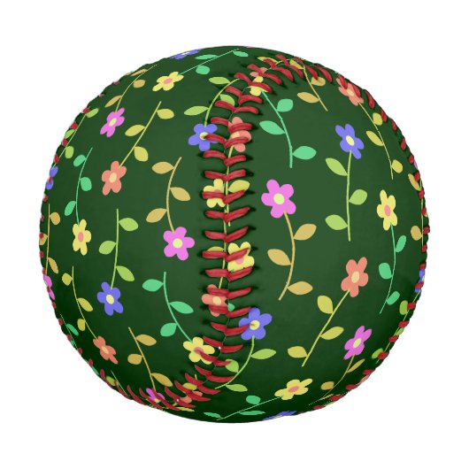 花カラフル花、花の柄、緑、ぼほ 野球ボール (アングル)