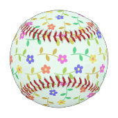 花カラフル花、花の柄、緑、ぼほ 野球ボール (裏面)