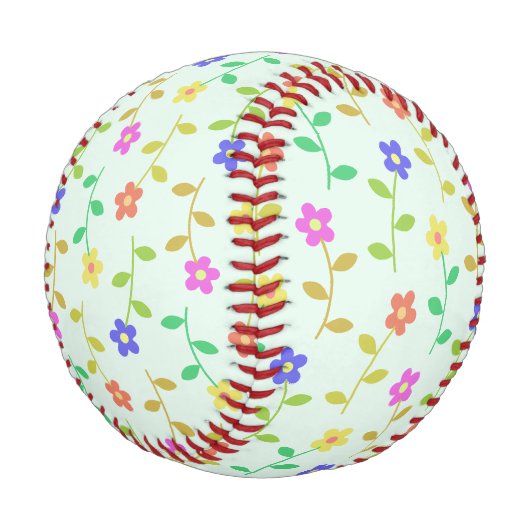 花カラフル花、花の柄、緑、ぼほ 野球ボール (アングル)